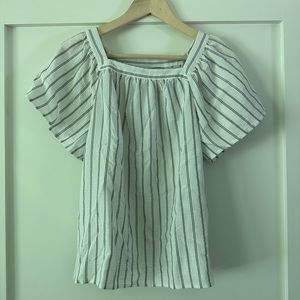 Banana Republic Blue & White Striped Drape Blouse